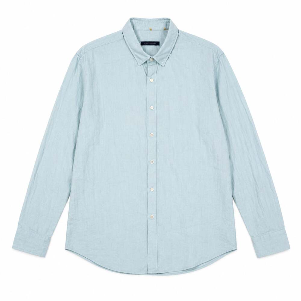 Elie Tahari Men's Long Sleeve 100% Linen Button-Up Shirt in Light Blue
